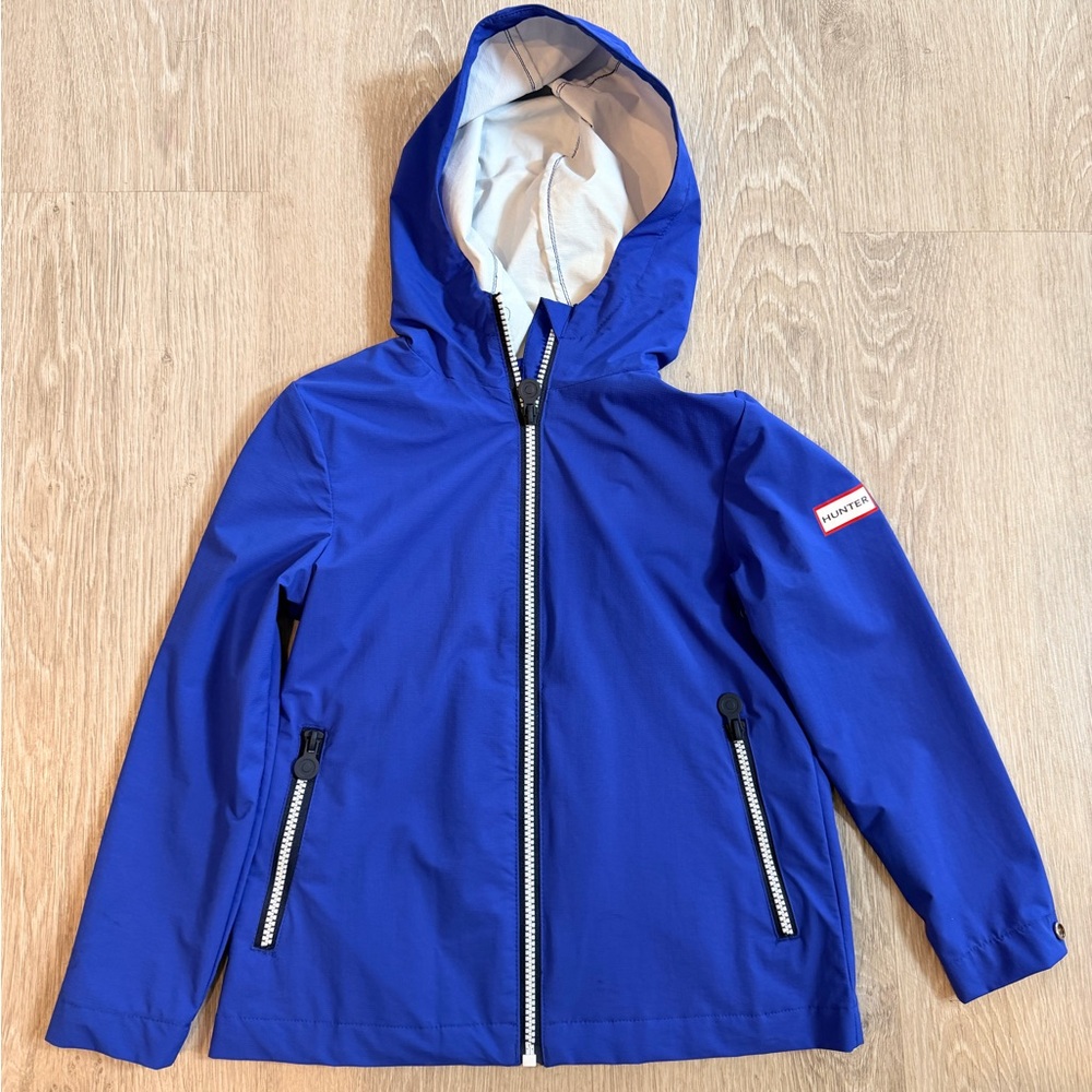 Hunter Blue Hooded Rain Jacket